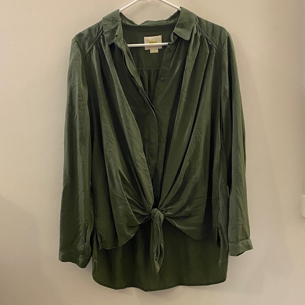 Anthropologie/Maeve Forest Green Button Down Shirt Size M